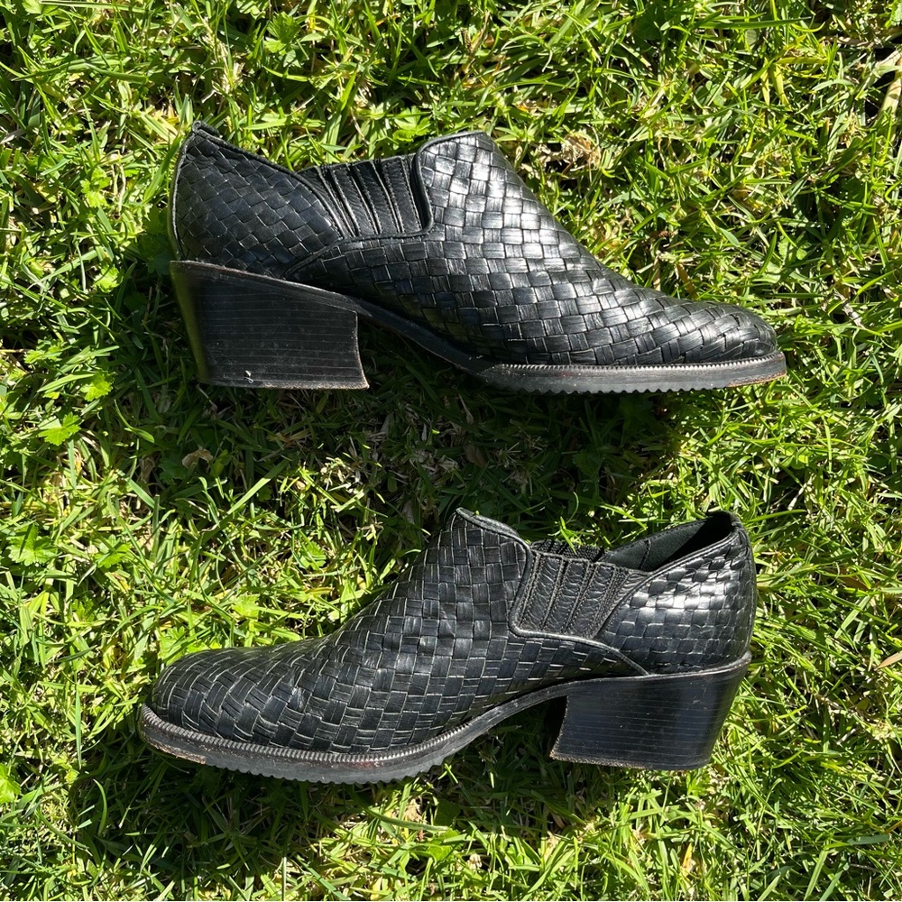 Vintage 90s Cole Haan Basketweave Leather Loafers Size 9 Made in Brazil - Picture 2 of 11